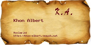 Khon Albert névjegykártya